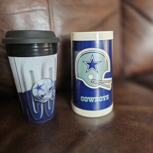 Cowboys Themed Travel Mug and Can Holder Set